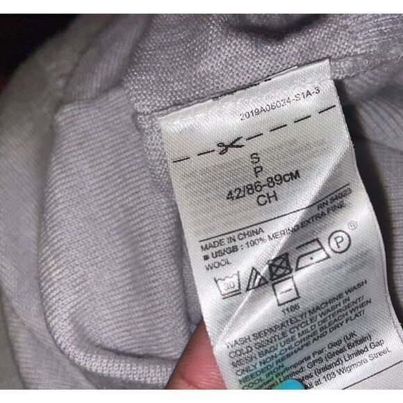 Banana Republic Merino Turtleneck Sweater Womens Small Thin Gray Highlighter - Picture 4 of 5